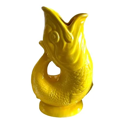 Buy Vintage Dartmouth/Wade Pottery 10.5  Yellow Gurgling Jug Fish Pitcher • 85.30£