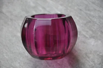 Buy Thick Heavy Purple / Pink Glass Tea Light Votive Round Candle Holder Home Decor • 5.90£