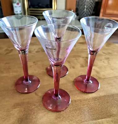 Buy Set Of 4 Vintage Cristallerie SI-AN (Italy) Iridescent￼ Pink. Martini Glassware. • 34.95£