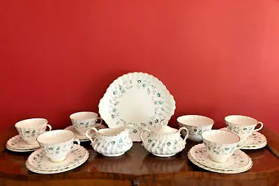 Buy Vintage Royal Doulton Waverley 19 Piece Tea Set With Green Floral Design - H4963 • 49.99£