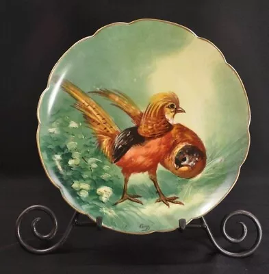 Buy Limoges Charger Plate LRL Hand Painted Game Birds Cock & Hen Artist Ourcq 1920's • 93.15£
