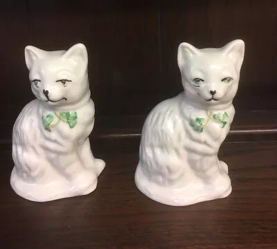 Buy  vintage Pair Of Belleek  Quizzical Cat  Made In Ireland 4 Inches Tall. • 22£