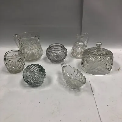 Buy Glassware Ornate Heavy Cut Glass Jars And Pots Job Lot Mix 7x C54 • 5.95£