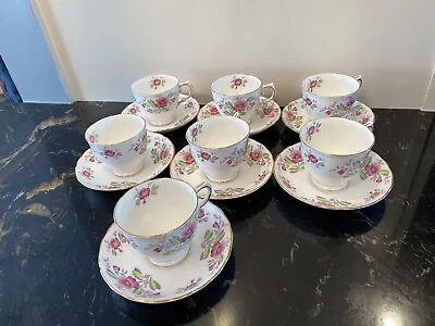 Buy VINTAGE Tuscan Tea Cup & Saucer Fine English Bone China Pastel Floral Set For 7 • 103.31£