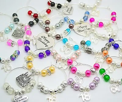 Buy Happy Birthday Special Age Celebration Party Wine Glass Charms Lots Of Colours • 1.95£