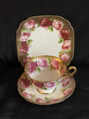 Buy ROYAL ALBERT  OLD ENGLISH ROSE  TRIO. ALL GILDED. 1930's • 99.99£