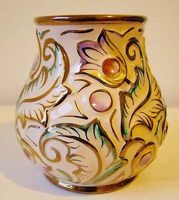 Buy STUNNING ANTIQUE Wade Gothic 359 Hand Painted Vase Floral Guilded Gold Trim • 29.99£