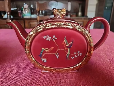 Buy Sadler Red Teapot With Birds Decoration No 1725 Excellent Condition • 13£