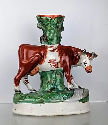 Buy Antique 19c Staffordshire Pottery Large Cow Spill Vase Figurine Victorian China • 49.95£