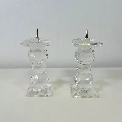 Buy Swarovski Crystal Glass Candle Holder 5” Pair Of 2 • 59.95£