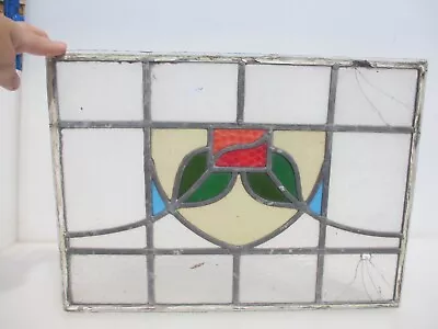 Buy Antique Stained Glass Window Panel Vintage Old Art Deco Nouveau 13.5x18.5  • 30£