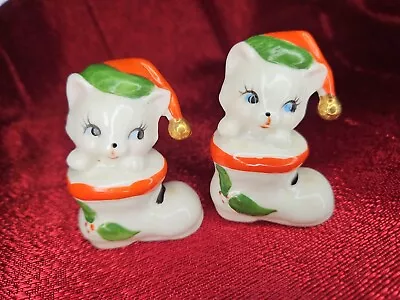 Buy Vintage Porcelain Christmas Cat KITTEN IN STOCKING 2.5  1950s 1960s Bone China • 14.17£