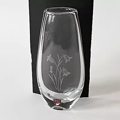 Buy Signed Orrefors Sweden Crystal Glass Etched Flower Bud Vase 6.5  Tall • 33.61£