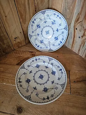 Buy Vintage Furnivals Denmark Blue Floral 8  Large Side Plates - Dinnerware Set Of 2 • 19.95£