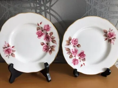 Buy Vintage Duchess Bone China Pink Roses Tea Plates X 2 • 5£