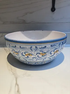 Buy Vintage Caltagirone Sicilian Hand Painted Pottery Fruit Bowl. • 35£
