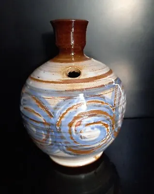 Buy Alvingham Studio Pottery Vase 14cm High. Attractive Blue / Brown Swirl Pattern. • 13.99£