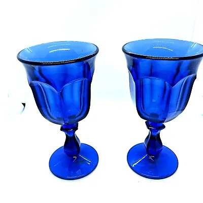 Buy Two Vintage Imperial Glass Old Williamsburg Cobalt Blue Goblets • 37.99£