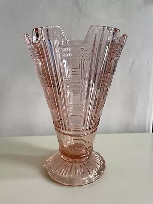 Buy Large Sowerby Art Deco Rosalin Pink 2593 Pressed Glass Celery Vase • 25£