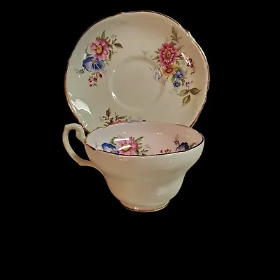 Buy EB Foley 1850 Bone China Cup & Saucer Pale Green W/Flowers & Gold Rim Easter • 23.65£