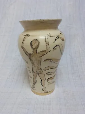 Buy Art Deco Style Glaze Pottery Naked Men Signed Vintage Vase • 48.15£