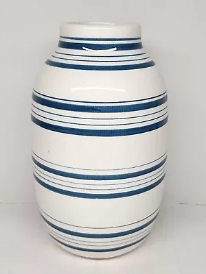 Buy Blue And White Striped Ceramic  Pottery Glazed Vase • 16.85£