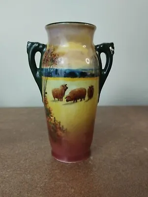 Buy Antique Royal Doulton, Holbein Ware Vase, Country Scene With Sheep 11.5cm Tall • 27.95£