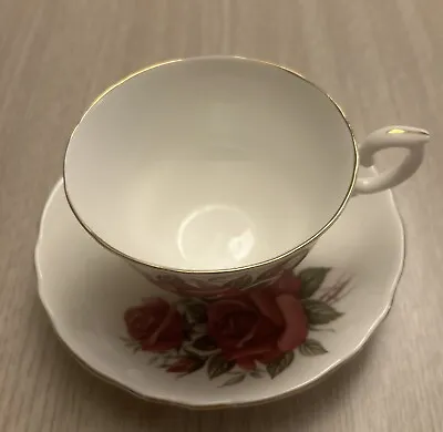 Buy Crown Staffordshire Rose Cup & Saucer, England Fine Bone China • 12.28£
