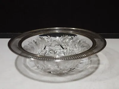 Buy Antique Pairpoint Sterling Silver Rim Cut Glass Butterfly Daisy Crystal Bowl • 247.58£
