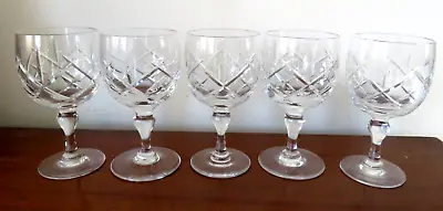 Buy FIVE THOMAS WEBB  Acid Etched 5  SMALL VINTAGE WINE/SHERRY GLASSES • 32£