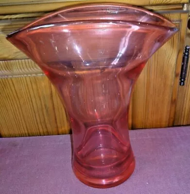 Buy Cranberry Glass Vase Polished Pontil • 8.99£
