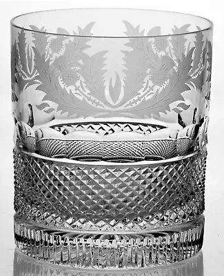 Buy Edinburgh Crystal Thistle Cut Double Old Fashioned Glass 3-3/4” Scotland Stamped • 141.48£