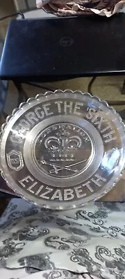 Buy King George The Sixth & Elizabeth Vintage 1937 Coronation Glass Dish Plate • 6£