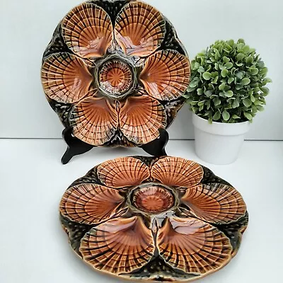 Buy 2 X Oyster Plates French Faience Majolica Sarreguemines Shell Pattern • 29.99£