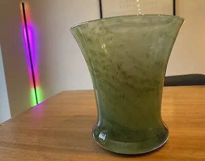 Buy Vintage Nazeing C1950 Trumpet Flared Glass Vase Green Bubbled Clouded 14.75cm • 4.99£