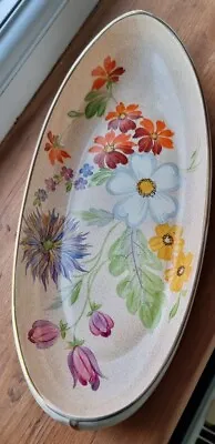 Buy Vintage Gray's Pottery Canoe Shaped Dish Hand Painted Floral Design Art Deco • 30£