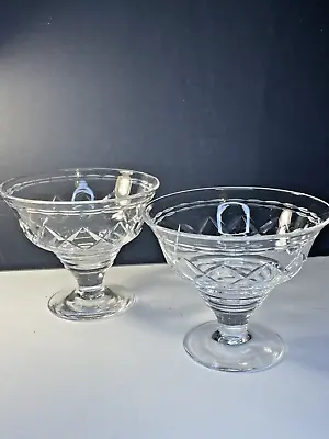 Buy Vintage Pair Of Stuart Crystal Crystal Champagne Saucers Coupes / Dessert Dishes • 28£