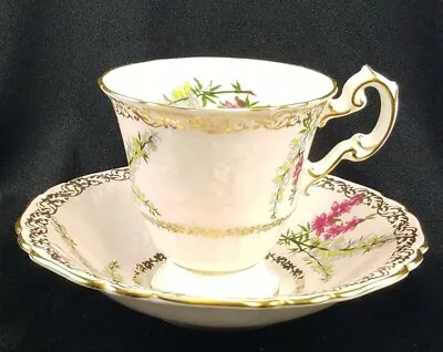 Buy Rare EB Foley Highland Heather PINK Footed Teacup And Saucer England 1950s EVC • 71.13£