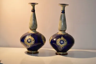Buy A Large Pair Of Early 20th Century Royal Doulton Stoneware Vases, of Onion Form • 245£