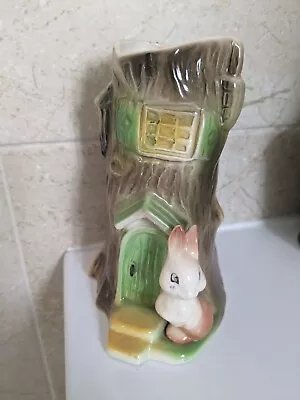 Buy Withernsea Pottery Eastgate Fauna 'Rabbit’s Tree Stump House' Vase 1960s • 16.89£