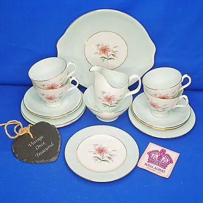 Buy Royal Albert ELFIN * Rare 15 Piece 1950s TEA SET For 4 * Turquoise And Pink * GC • 33.75£