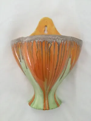 Buy Shelley Art Deco Harmony Ceramic Orange Drip Wall Sconce Posie Holder Vase • 18£