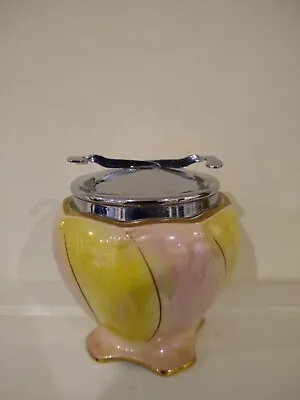 Buy Vintage Royal Winton Pink Yellow Lustre Sugar Cube Bowl Pot With Tongs • 19.99£