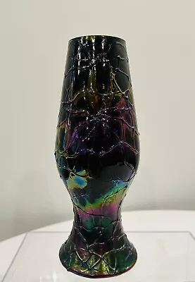 Buy Fenton Carnival Glass Vase Dark Black Purple Amethyst Vintage • 100.88£