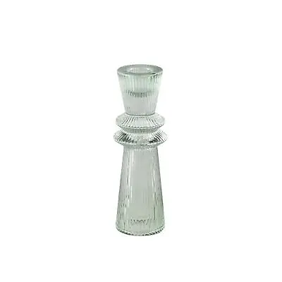 Buy Ribbed Chunky Green Glass Candleholder Candle Stick, Cone Spring Candle • 12£