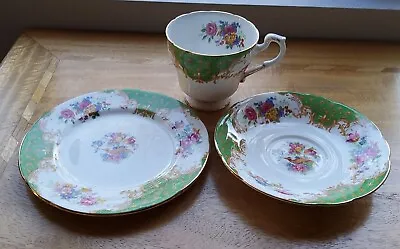 Buy Paragon Rockingham Trio Cup Saucer And Plate Green Pattern  • 16£