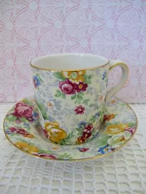 Buy Lord Nelson BCM Rose Time Chintz Demitasse Cup And Saucer England Coffee Can • 24.06£