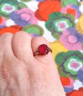 Buy Antique Victorian Cranberry Glass  Ring. Size N. Sustainable. Gift Wrapped. • 11£