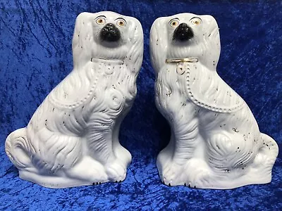 Buy Pair Of Antique Victorian Staffordshire, 13.2'' Fireside Spaniel Dogs (DAMAGED) • 24.99£