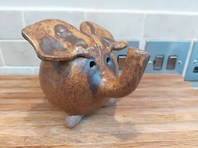Buy Cooper Studio Pottery Stoneware Elephant Money Bank Terry Davies Stamped Brown  • 18£
